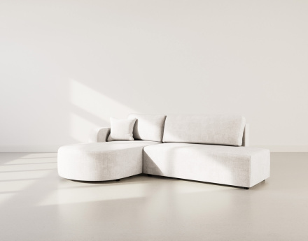 Canapé d'angle gauche 4 places convertible avec coffre sans accoudoirs en velours texturé Miro