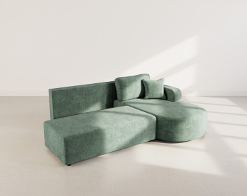 Canapé d'angle droit 4 places convertible avec coffre sans accoudoirs en velours texturé Miro