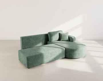 Canapé d'angle droit 4 places convertible avec coffre sans accoudoirs en velours texturé Miro