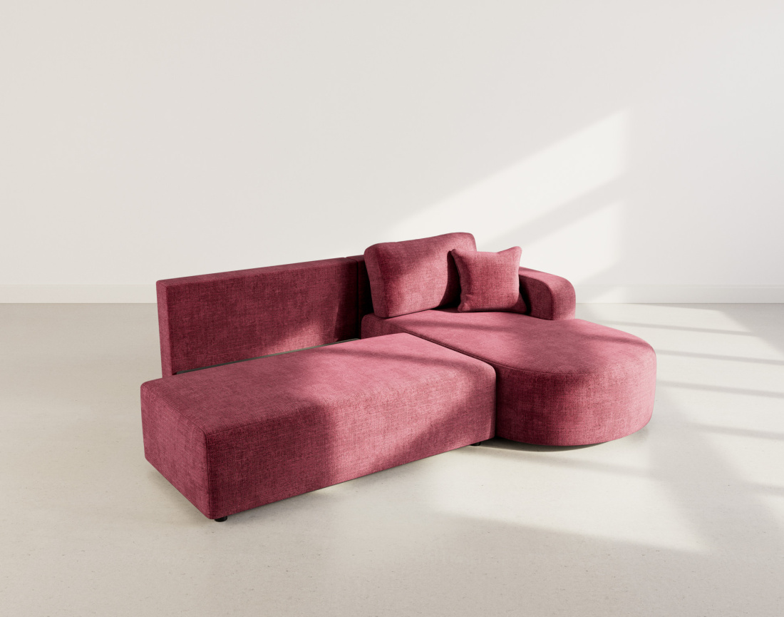 Canapé d'angle droit 4 places convertible avec coffre sans accoudoirs en velours texturé Miro