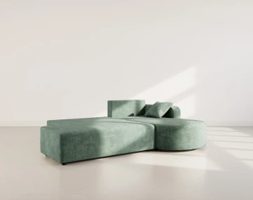 Canapé d'angle droit 4 places convertible avec coffre sans accoudoirs en velours texturé Miro