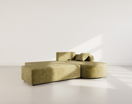 Canapé d'angle droit 4 places convertible avec coffre sans accoudoirs en velours texturé Miro