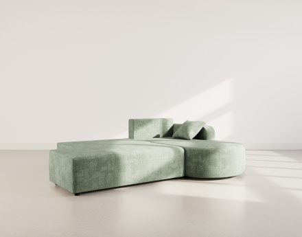 Canapé d'angle droit 4 places convertible avec coffre sans accoudoirs en velours texturé Miro