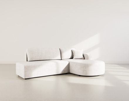 Canapé d'angle droit 4 places convertible avec coffre sans accoudoirs en velours texturé Miro