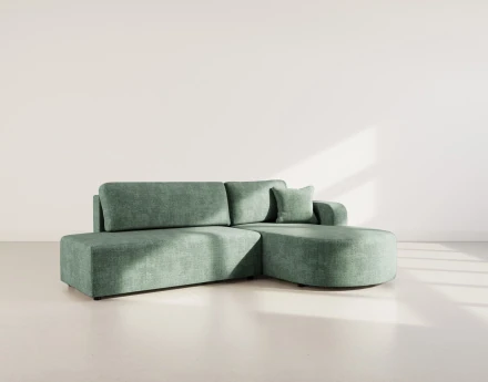 Canapé d'angle droit 4 places convertible avec coffre sans accoudoirs en velours texturé Miro