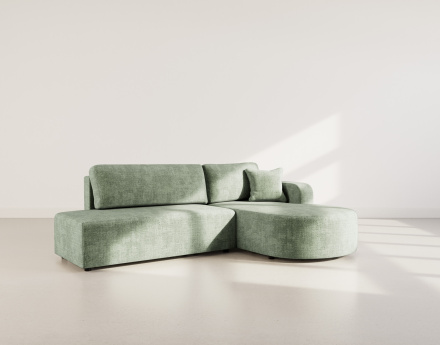 Canapé d'angle droit 4 places convertible avec coffre sans accoudoirs en velours texturé Miro