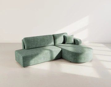 Canapé d'angle droit 4 places convertible avec coffre sans accoudoirs en velours texturé Miro