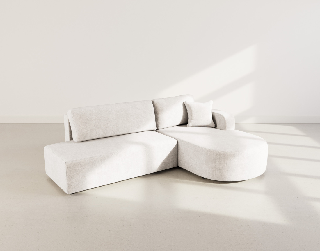 Canapé d'angle droit 4 places convertible avec coffre sans accoudoirs en velours texturé Miro