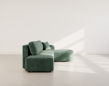 Canapé d'angle droit 4 places convertible avec coffre sans accoudoirs en velours texturé Miro