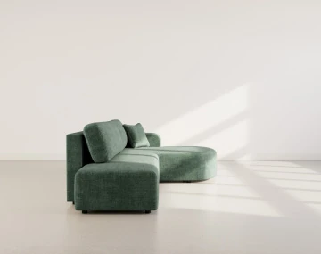 Canapé d'angle droit 4 places convertible avec coffre sans accoudoirs en velours texturé Miro