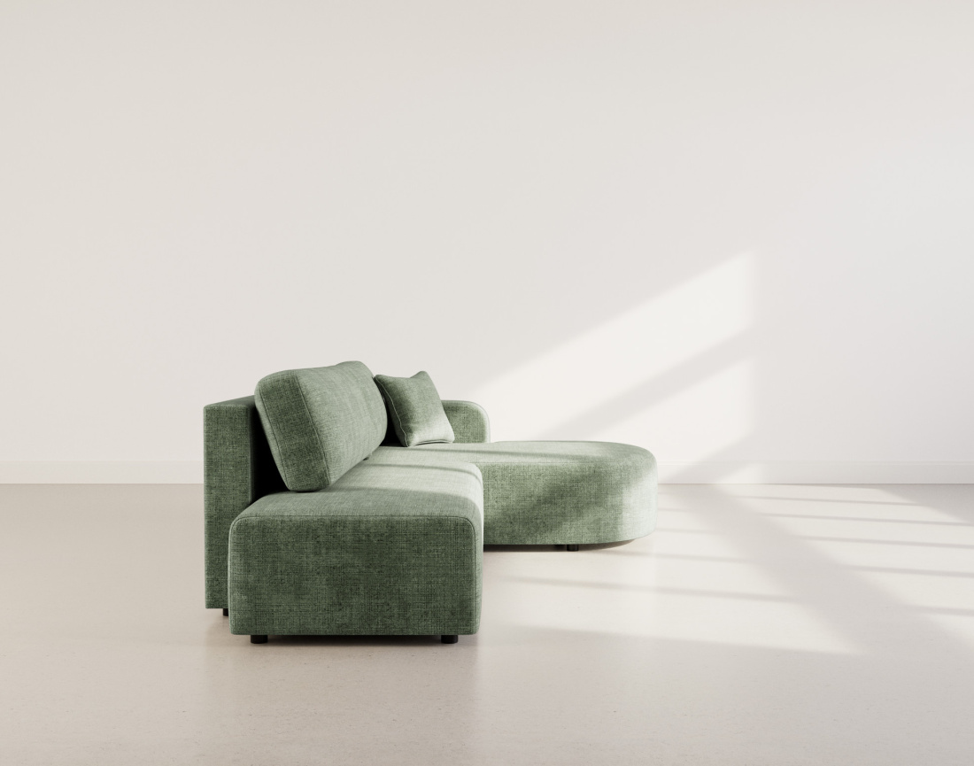 Canapé d'angle droit 4 places convertible avec coffre sans accoudoirs en velours texturé Miro