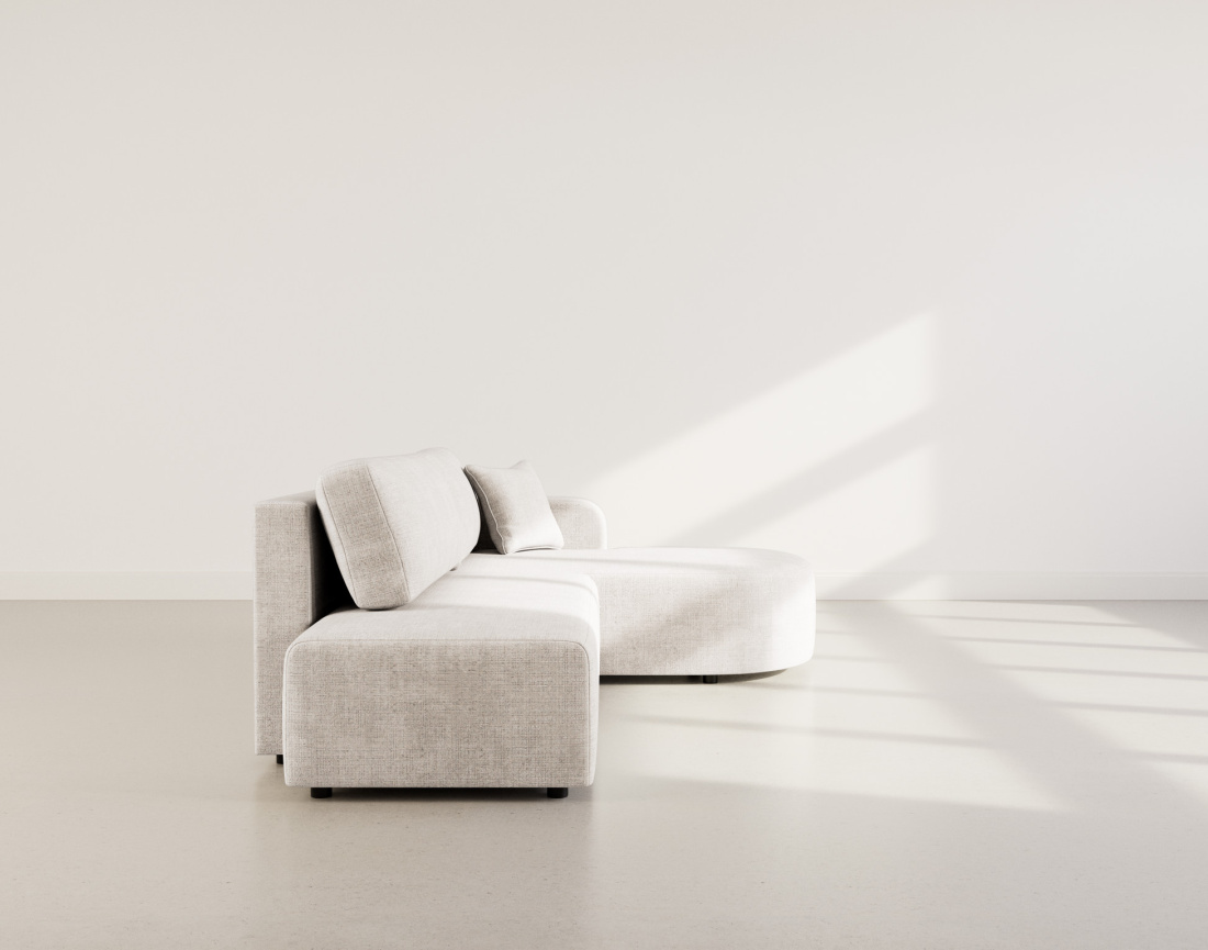 Canapé d'angle droit 4 places convertible avec coffre sans accoudoirs en velours texturé Miro