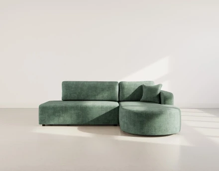 Canapé d'angle droit 4 places convertible avec coffre sans accoudoirs en velours texturé Miro