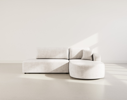 Canapé d'angle droit 4 places convertible avec coffre sans accoudoirs en velours texturé Miro