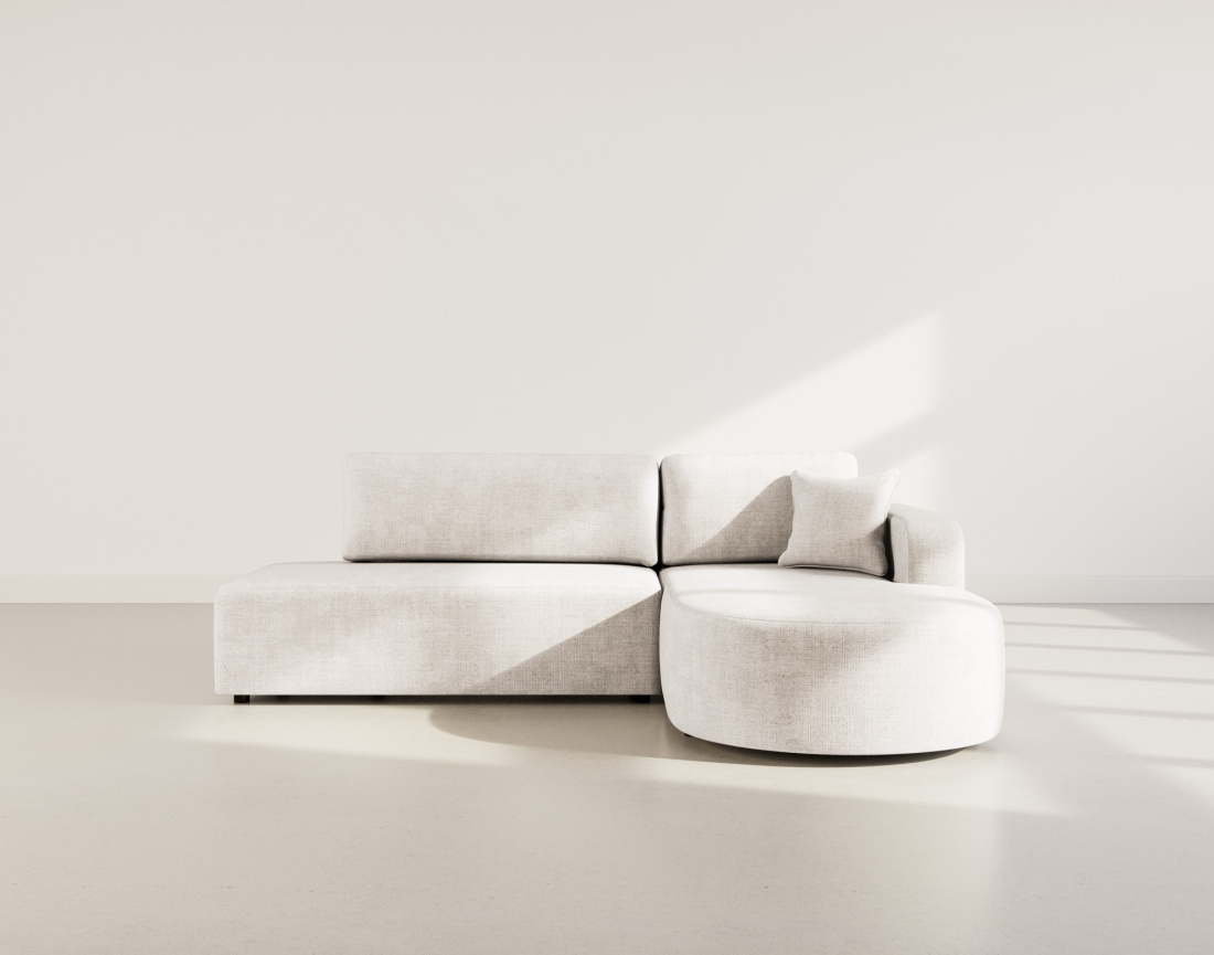 Canapé d'angle droit 4 places convertible avec coffre sans accoudoirs en velours texturé Miro