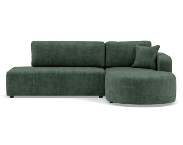 Canapé d'angle droit 4 places convertible avec coffre sans accoudoirs en velours texturé Miro