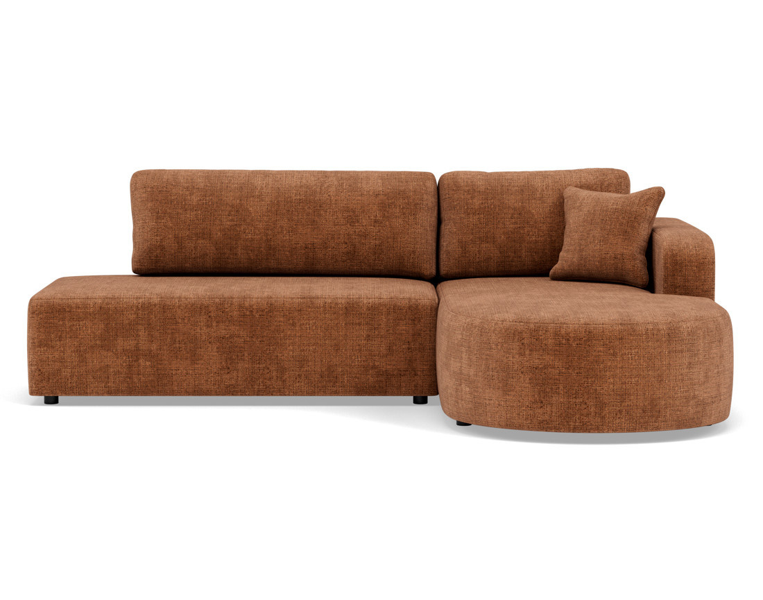 Canapé d'angle droit 4 places convertible avec coffre sans accoudoirs en velours texturé Miro