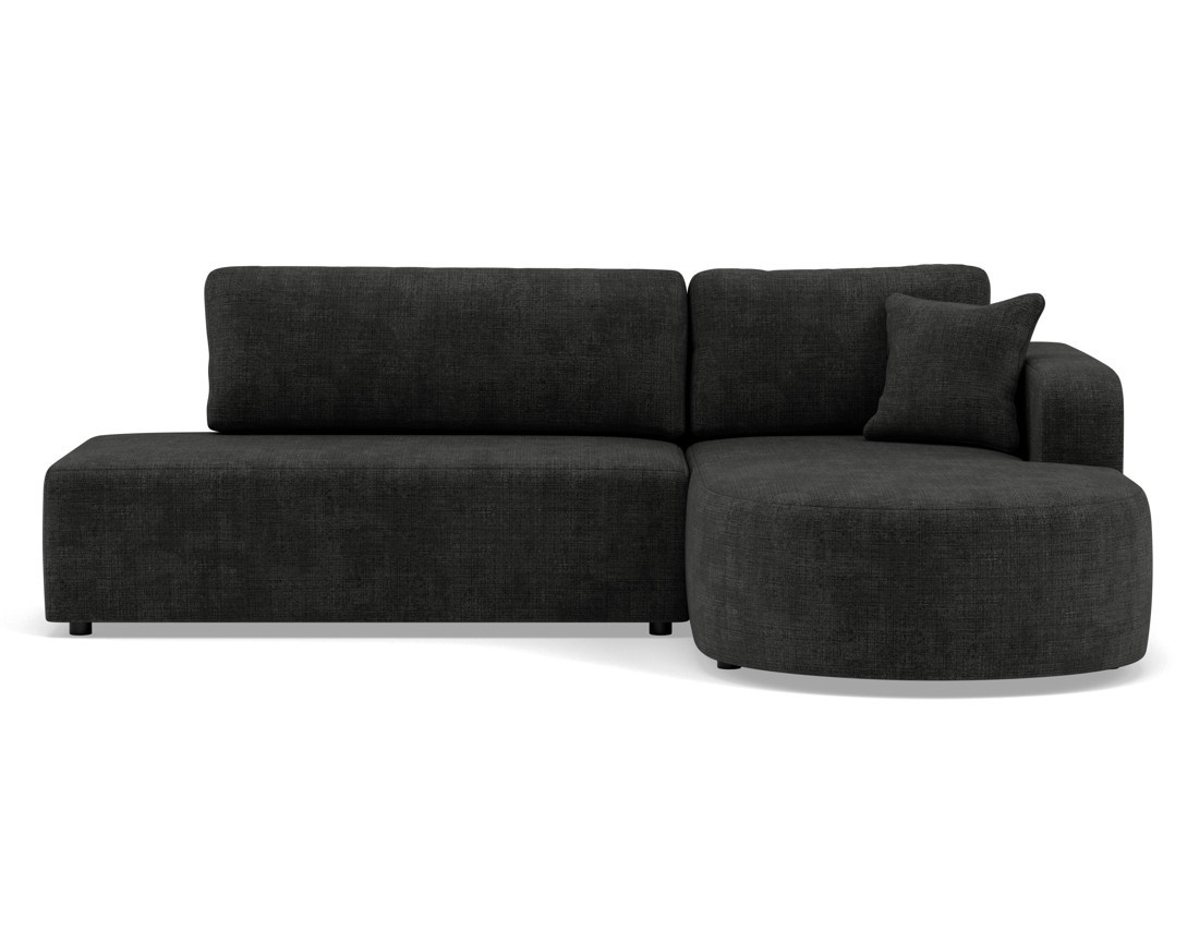 Canapé d'angle droit 4 places convertible avec coffre sans accoudoirs en velours texturé Miro