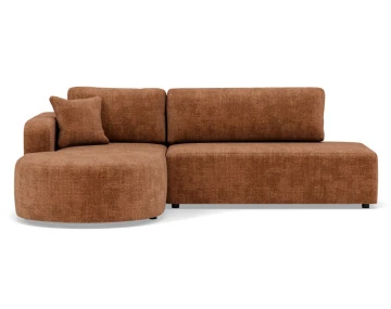 Canapé d'angle gauche 4 places convertible avec coffre sans accoudoirs en velours texturé Miro