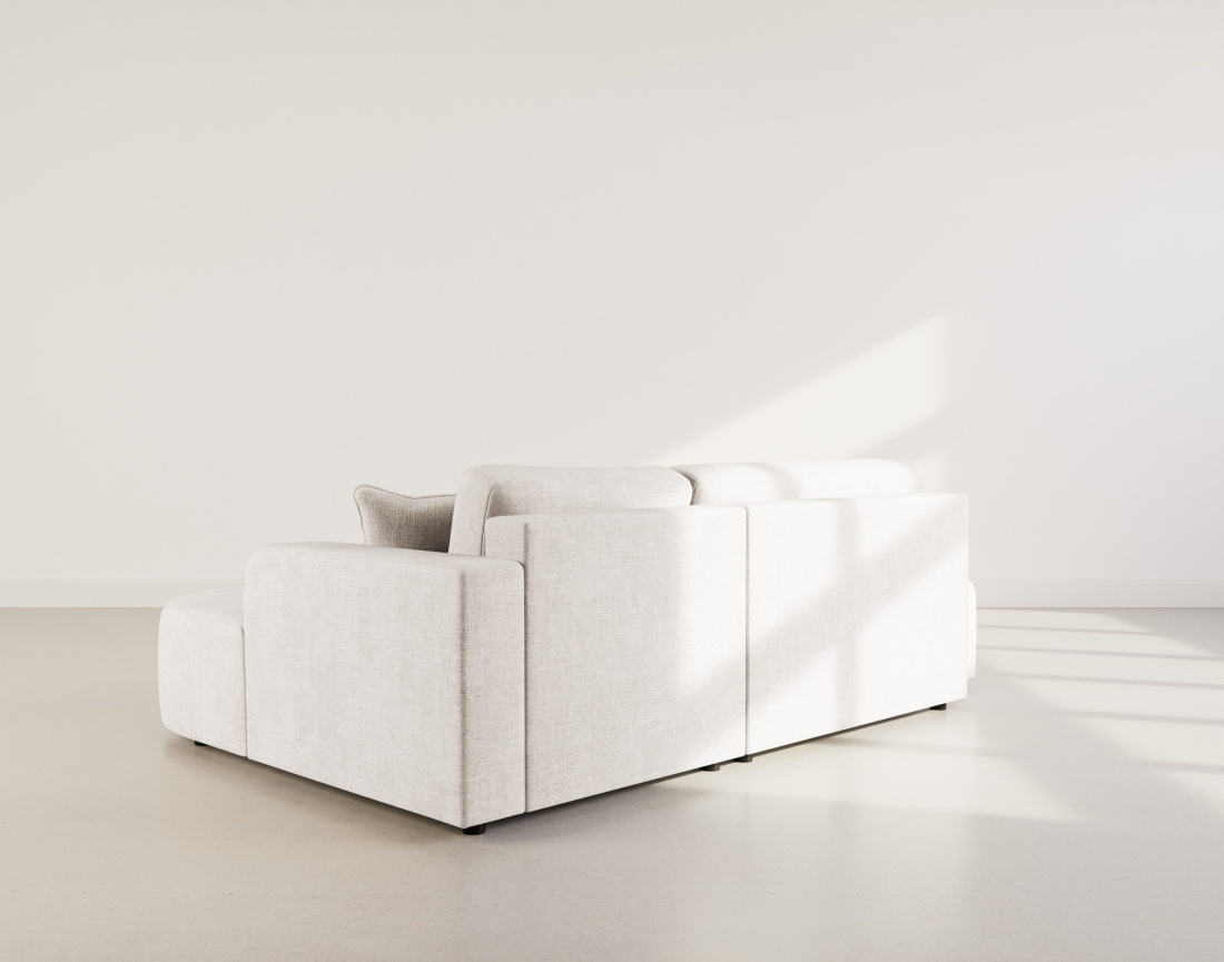 Canapé d'angle droit 4 places convertible avec coffre sans accoudoirs en velours texturé Miro