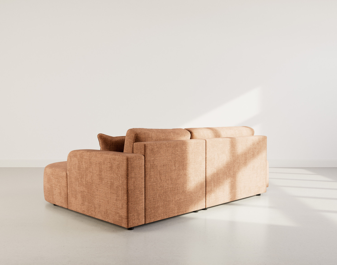 Canapé d'angle droit 4 places convertible avec coffre sans accoudoirs en velours texturé Miro