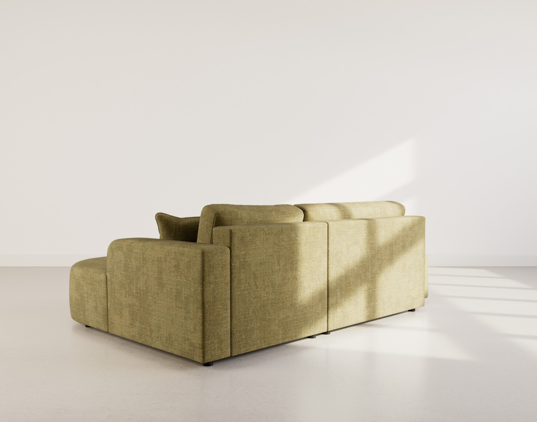 Canapé d'angle droit 4 places convertible avec coffre sans accoudoirs en velours texturé Miro