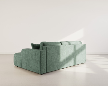 Canapé d'angle droit 4 places convertible avec coffre sans accoudoirs en velours texturé Miro