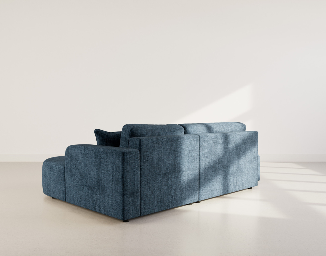 Canapé d'angle droit 4 places convertible avec coffre sans accoudoirs en velours texturé Miro