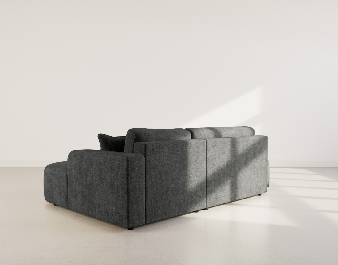 Canapé d'angle droit 4 places convertible avec coffre sans accoudoirs en velours texturé Miro