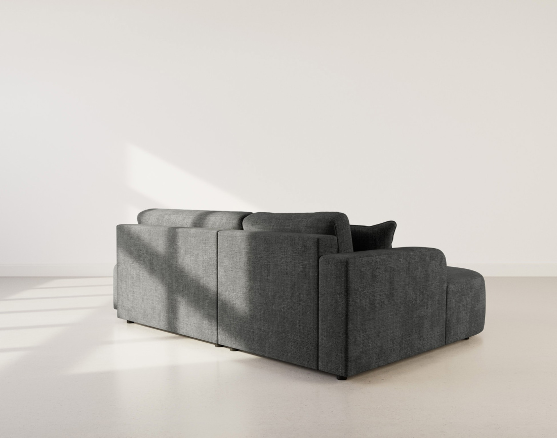 Canapé d'angle gauche 4 places convertible avec coffre sans accoudoirs en velours texturé Miro