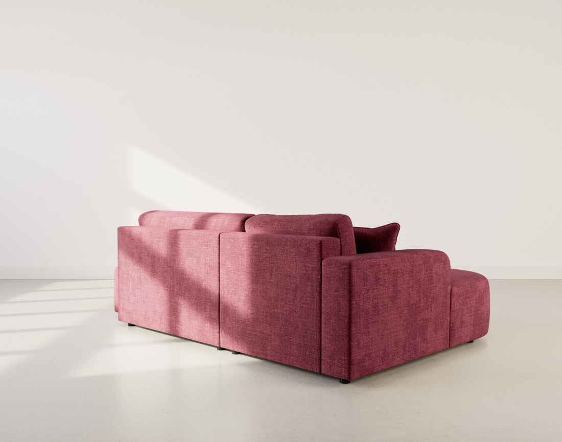 Canapé d'angle gauche 4 places convertible avec coffre sans accoudoirs en velours texturé Miro