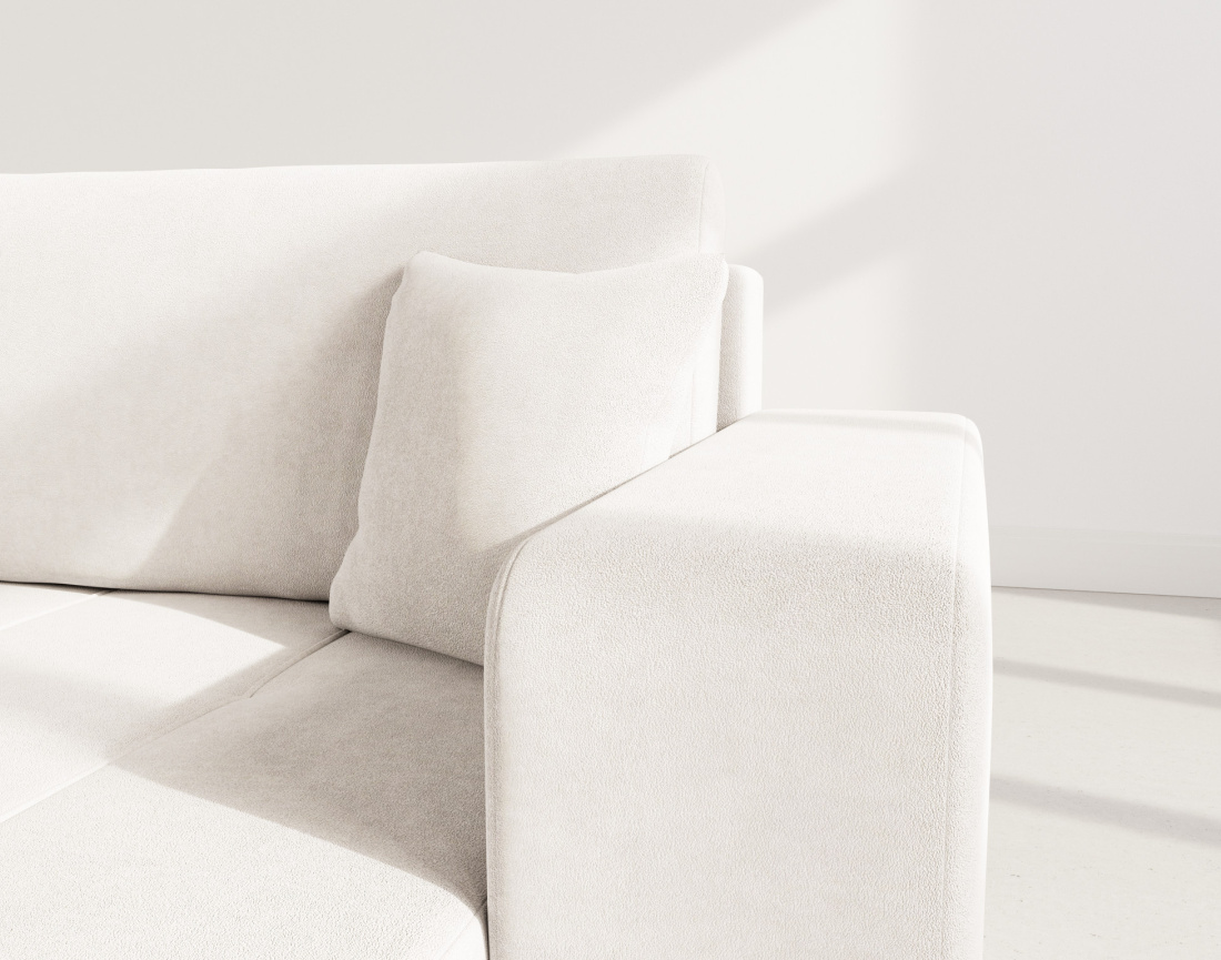 Canapé panoramique en U 7 places convertible avec coffre en tissu Nicole