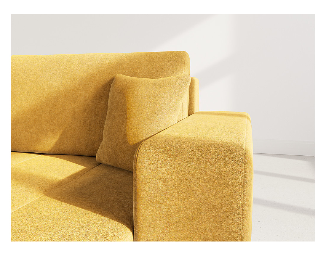 Canapé panoramique en U 7 places convertible avec coffre en tissu Nicole