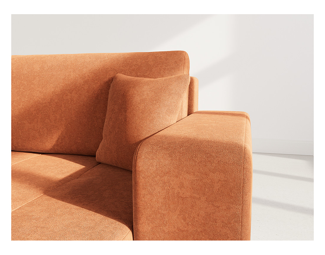 Canapé panoramique en U 7 places convertible avec coffre en tissu Nicole