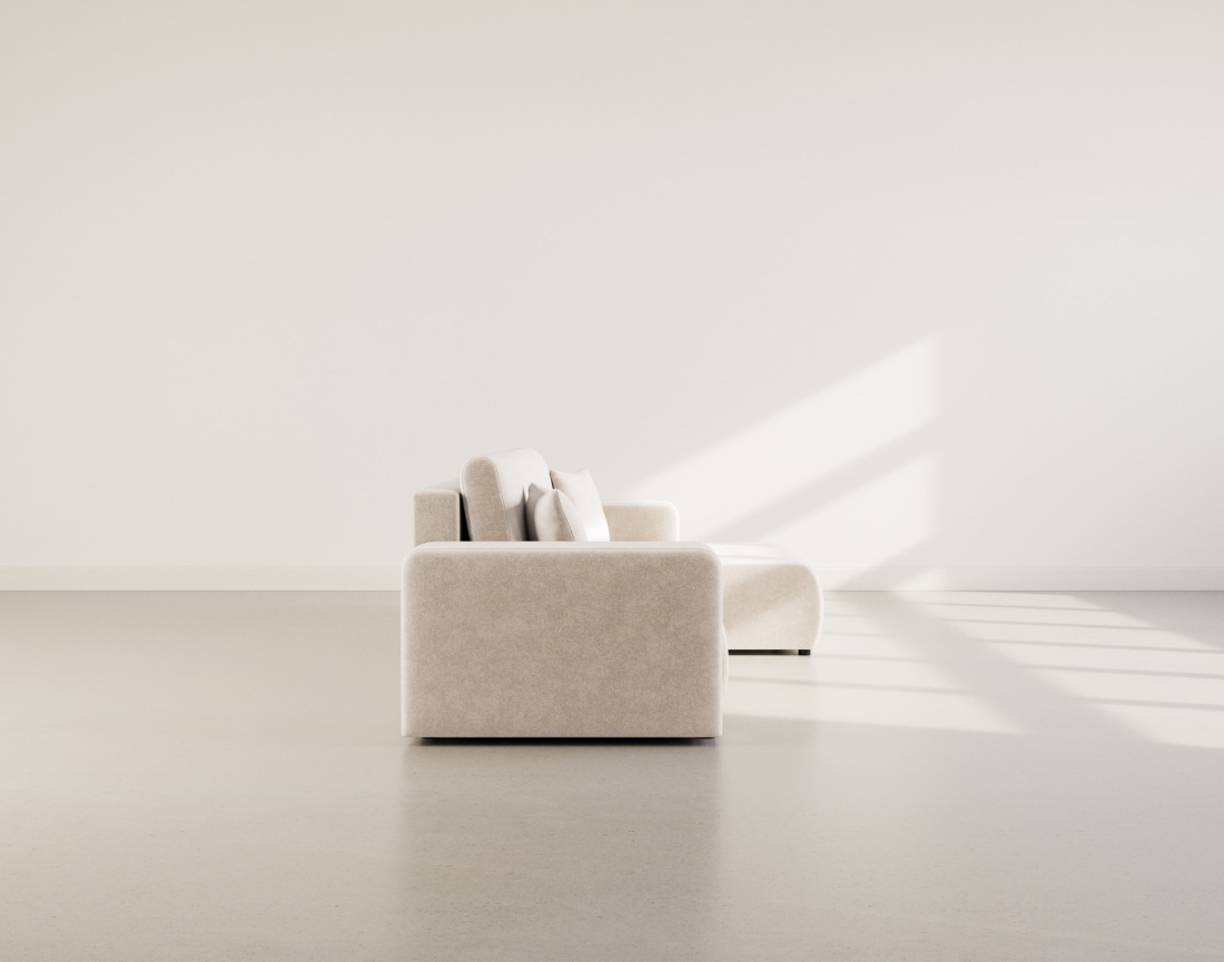 Canapé d'angle réversible 5 places convertible avec coffre en tissu Nicole