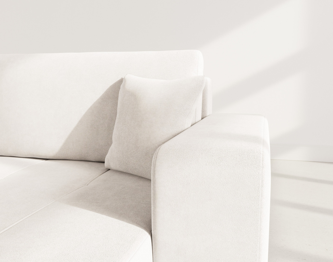 Canapé d'angle réversible 5 places convertible avec coffre en tissu Nicole