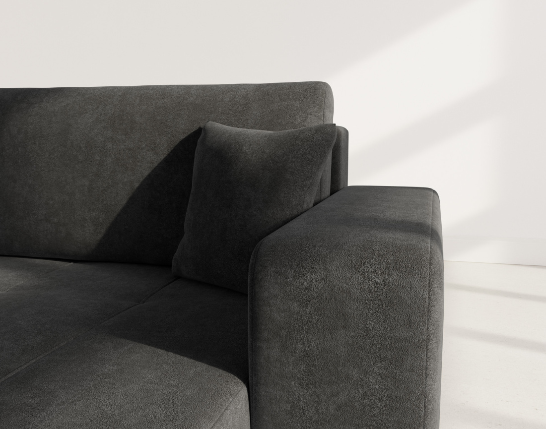 Canapé d'angle réversible 5 places convertible avec coffre en tissu Nicole