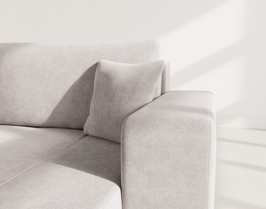 Canapé d'angle réversible 5 places convertible avec coffre en tissu Nicole