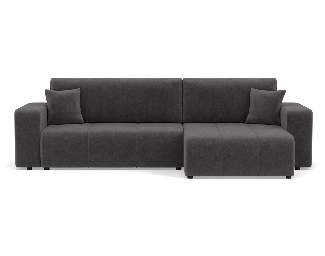 Canapé d'angle réversible 5 places convertible avec coffre en tissu Nicole