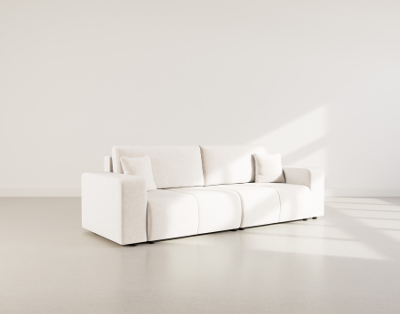 Canapé droit 4 places convertible avec coffre en tissu Nicole