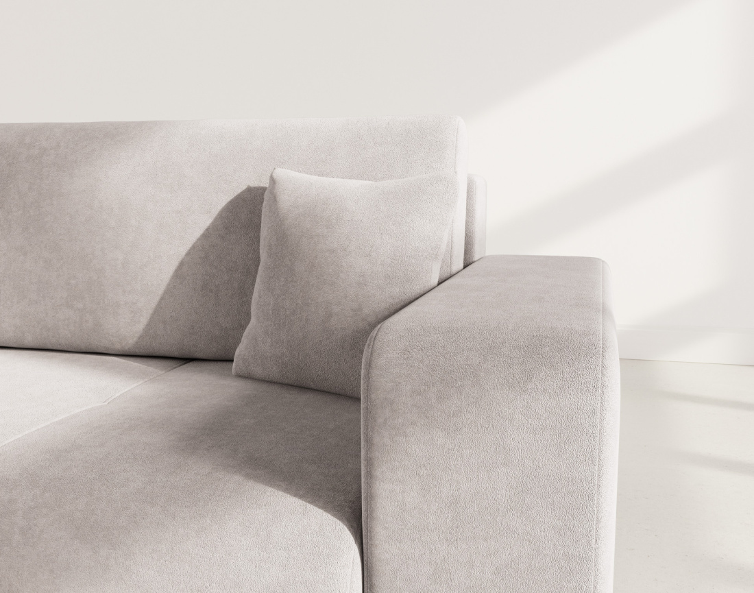 Canapé droit 4 places convertible avec coffre en tissu Nicole