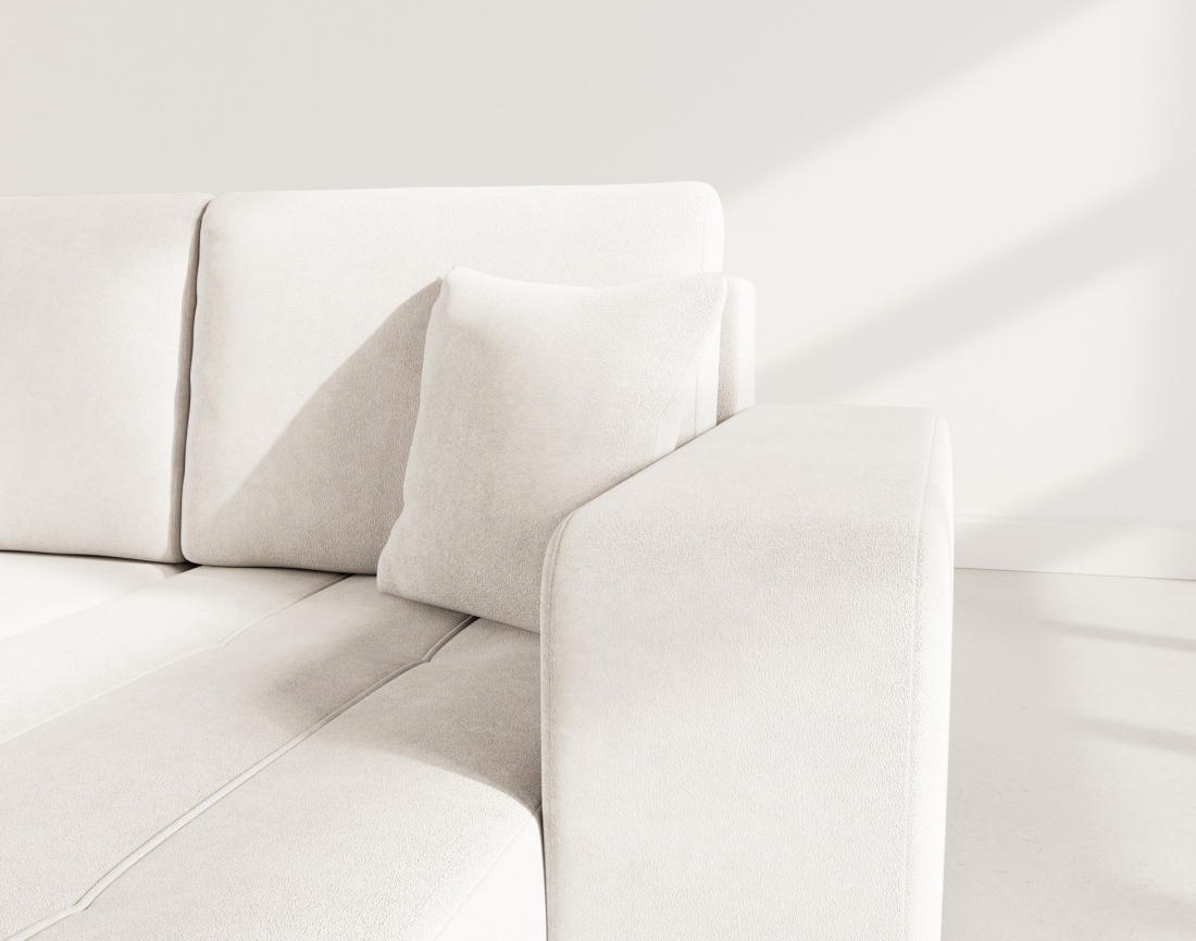 Canapé d'angle réversible 4 places convertible avec coffre en tissu Nicole