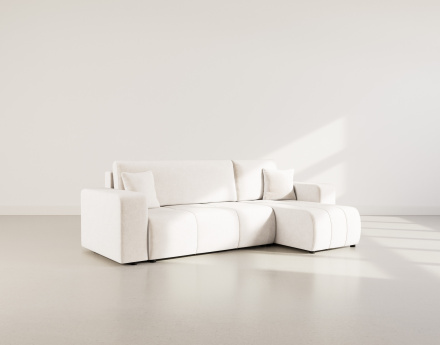 Canapé d'angle réversible 4 places convertible avec coffre en tissu Nicole