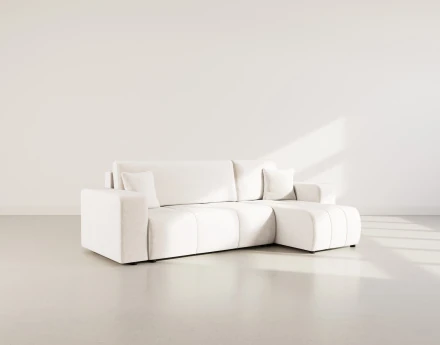 Canapé d'angle réversible 4 places convertible avec coffre en tissu Nicole