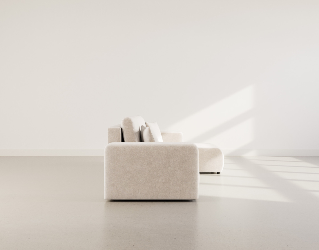 Canapé d'angle réversible 4 places convertible avec coffre en tissu Nicole