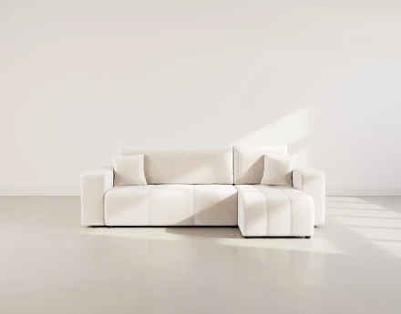 Canapé d'angle réversible 4 places convertible avec coffre en tissu Nicole