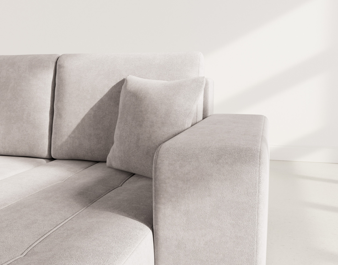 Canapé d'angle réversible 4 places convertible avec coffre en tissu Nicole