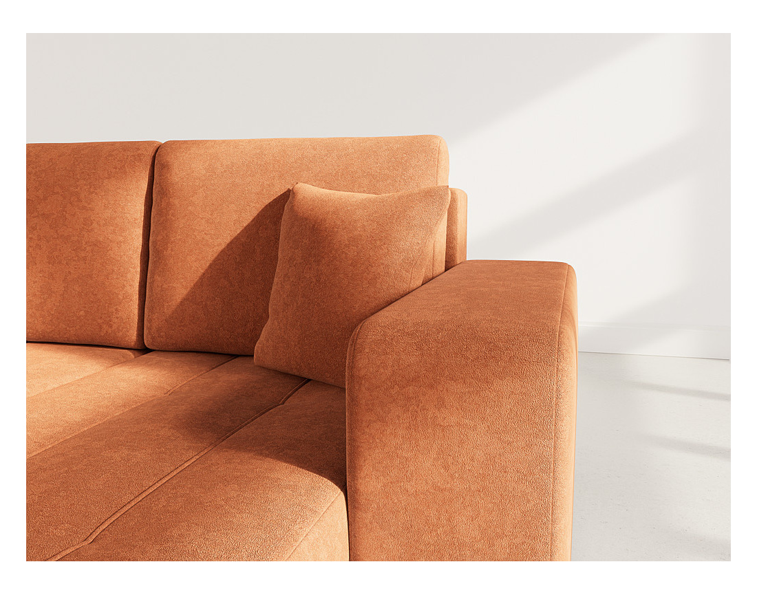 Canapé d'angle réversible 4 places convertible avec coffre en tissu Nicole