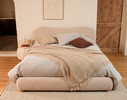 Lit coffre 160x200 cm en velours texturé Hugo