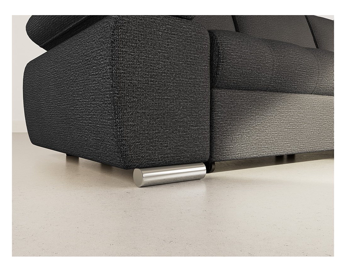 Canapé d'angle droit 4 places convertible avec coffre en tissu texturé Bianca